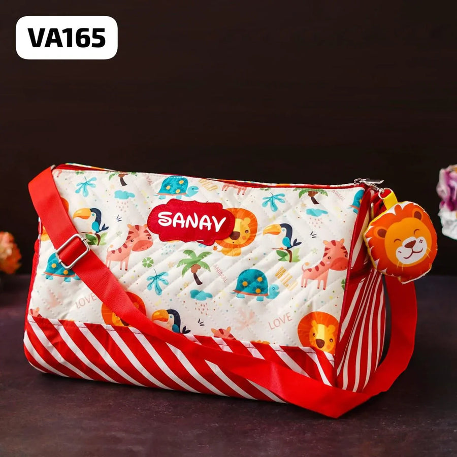 Your Gift Studio Animal Print Kids Customised Duffle Bag (Orange)