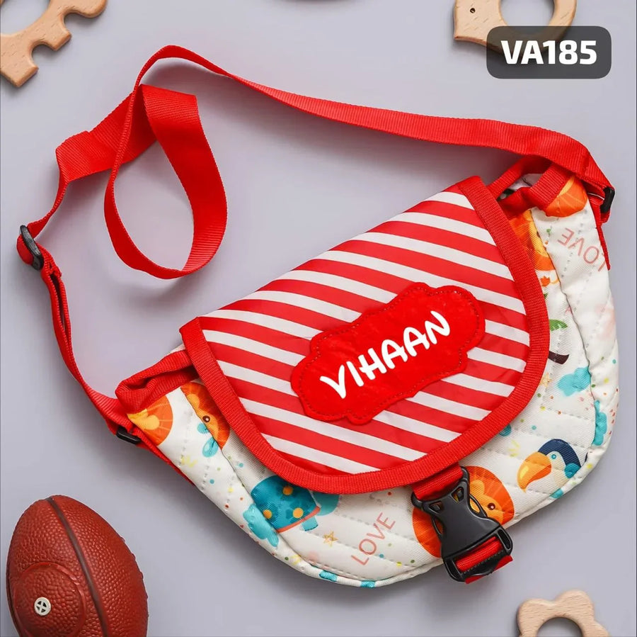 Your Gift Studio Animal Print Kids Customised Sling Bag (Red)