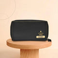 Personalized Women's Minimal Clutch with All-around ZIpper - Black