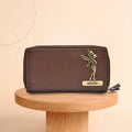 Personalized Women's Minimal Clutch with All-around ZIpper - Brown