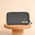 Personalized Women's Minimal Clutch with All-around ZIpper - Grey