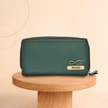 Personalized Women's Minimal Clutch with All-around ZIpper - Olive Green