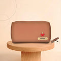 Personalized Women's Minimal Clutch with All-around ZIpper - Tan