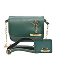 Nexon Leather Personalized Couple's Combo : Chained Sling Bag & Men's Wallet - Olive Green