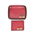 Personalized Couple's Combo : Mini Makeup Kit & Men's Wallet- Wine