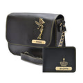 Personalized Couple's Combo : Chained Sling Bag ( Product 1 ) & Men's Wallet (Product 2) - Black