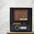 Personalised Genuine Leather Wallet + Pen & keychain Combo - Brown