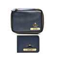 Personalized Couple's Combo : Mini Makeup Kit & Men's Wallet- Royal Blue