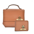 Personalized Couple's Combo : Sling Bag & Men's Wallet - Tan