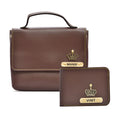Personalized Couple's Combo : Sling Bag & Men's Wallet - Brown