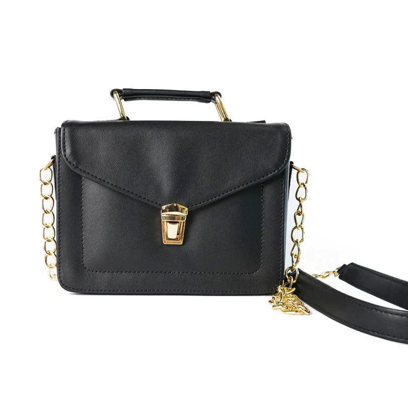 Customized Women's Leather bag (Buttoned) - Black