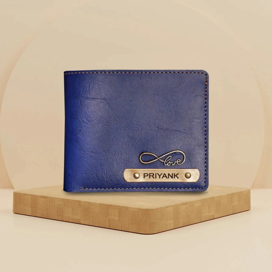 Classy Leather Customized Men's Wallet (Blue)