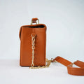 Customized Women's Leather bag (Buttoned) - Brown