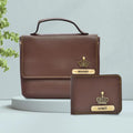 Personalized Couple's Combo : Sling Bag & Men's Wallet - Brown