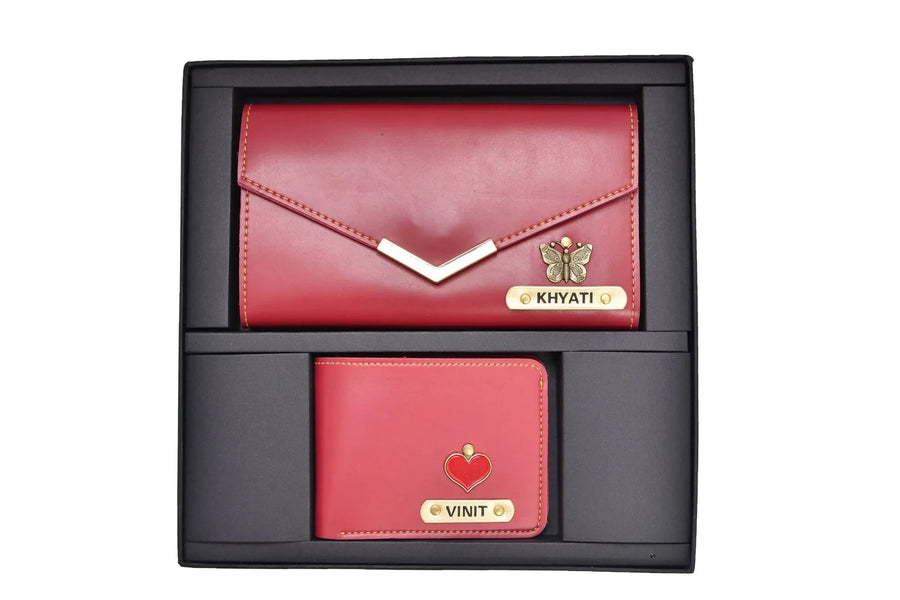 Minimal clutch + Men's Wallet (Couple Gift 2) - Wine