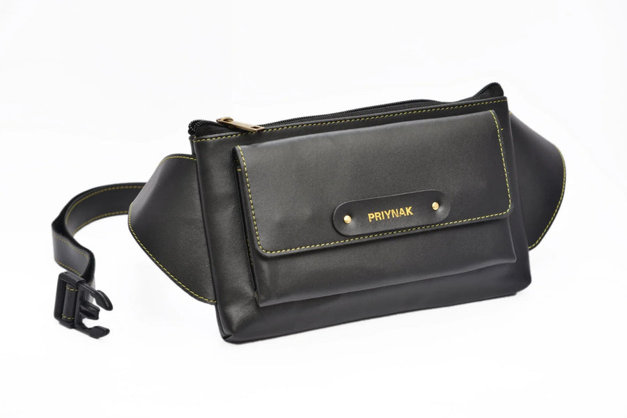 Personalized Vegan Leather Cross Bag - Black