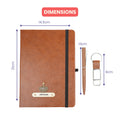 Classy Hardcover Diary + Classic Metal Pen + Classy Leather Metal Keychain - Tan
