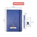 Classy Hardcover Diary + Classic Metal Pen + Classy Leather Metal Keychain - Blue