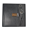 Classy Executive Diary + Classic Metal Pen + Classy Leather Metal Keychain - Black