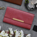 Classy Leather Customized 3 Fold Stylish Lady Wallet - Peach