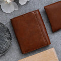Classy Leather Customized Unisex Sleek and Stylish 3 - Fold Wallet - Tan