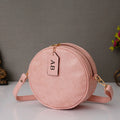 Classy Leather Customized Chain Sling Bag Round - Pink
