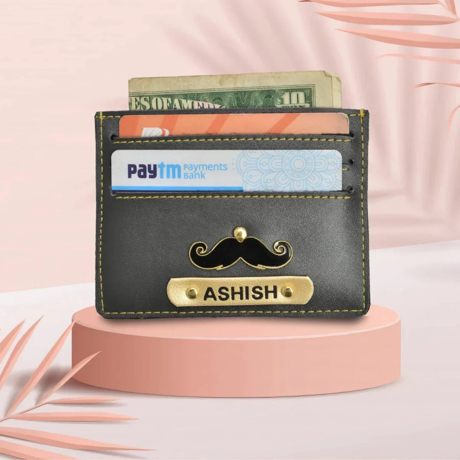 Personalized Vegan Leather Unisex Card Wallet - Grey