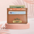 Personalized Vegan Leather Unisex Card Wallet - Tan
