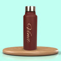Personalized Best Vegan Leather Combo with Water Bottle - Brown