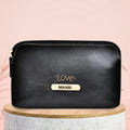 Classy Leather Customized Mutlipurpose Large Travel/Vanity/Make - up Pouch (Black)