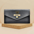 Classy Leather Customized Minimal Clutch with Charm (Black)