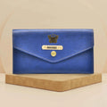 Classy Leather Customized Minimal Clutch with Charm (Royal Blue)
