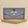 Classy Leather Customized Minimal Clutch with Charm (Grey)