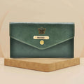 Classy Leather Customized Minimal Clutch with Charm (Olive Green)
