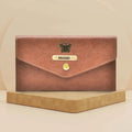 Classy Leather Customized Minimal Clutch with Charm (Tan)