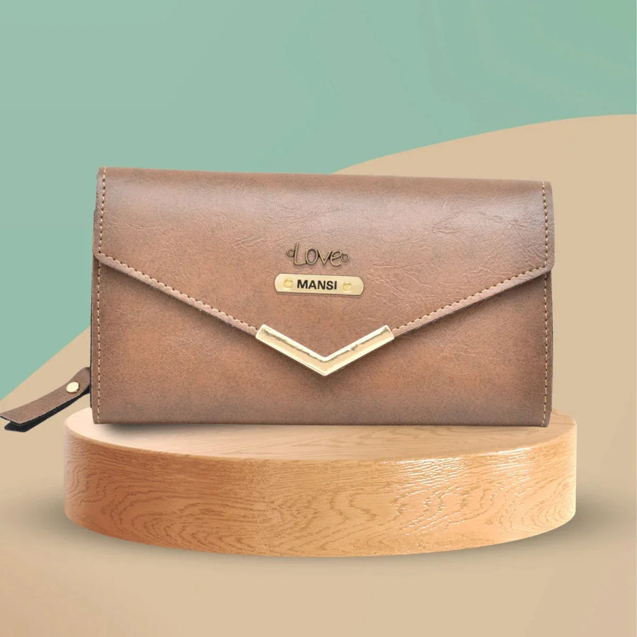 Classy Leather Customised Stylish Lady Wallet  (Brown)
