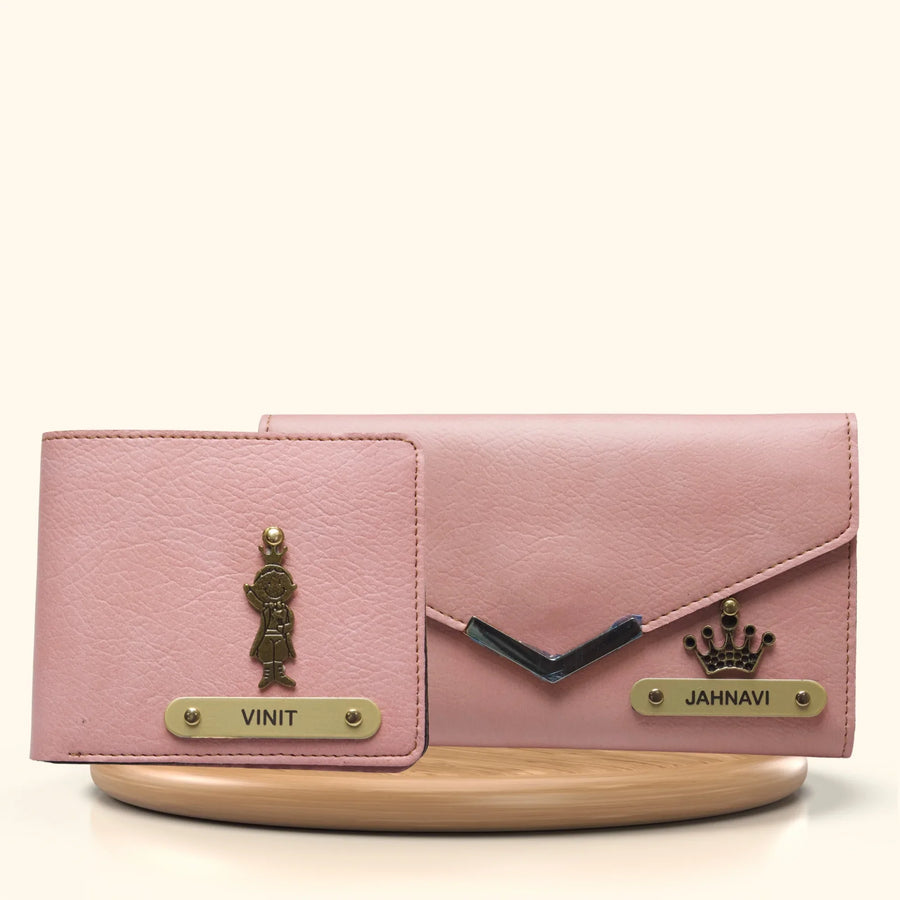Nexon Leather Lady Wallet + Men's Wallet (Couple Gift 1) - Pink
