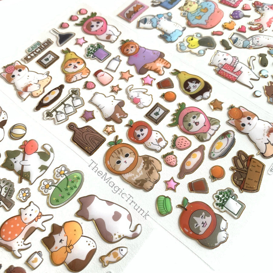 Cute Cat Adventure Stickers ( 1sheet )