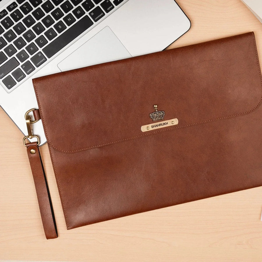 Classy Leather Customized Laptop or Macbook bag/ Sleeve  13.5 inches - Tan