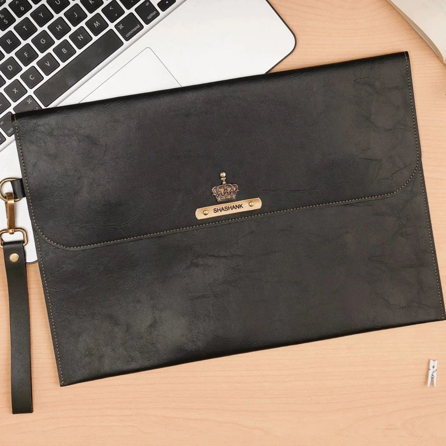 Classy Leather Customized Laptop or Macbook bag/ Sleeve 13.5 inches - Black