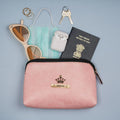 Classy Leather Customized Mutlipurpose Large Travel/Vanity/Make - up Pouch (Pink)