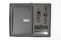 Classy  Metal Flip Diary + Classic Metal Pen + Classy Leather Metal Keychain +Classy Card Holder - BLACK