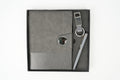Nexon Flip Diary + Classic Nexon Pen + Classy Leather Metal Keychain- GREY