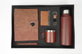 Nexon Metal Flip Diary + Nexon Metal Pen + Classy Leather Metal Keychain + Classy Metal Card Holder + Classic Smart Bottle  + Stainless Steel Mug - BROWN