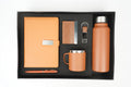 Classy Metal Flip Diary + Classic Metal Pen + Classy Leather Metal Keychain + Classy Card Holder + Classic Smart Bottle  + Stainless Steel Mug - TANN