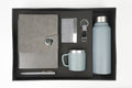 Nexon Metal Flip Diary + Nexon Metal Pen + Classy Leather Metal Keychain + Classy Metal Card Holder + Classic Smart Bottle  + Stainless Steel Mug - GREY