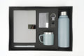 Nexon  Diary + Nexon Metal Pen + Classy Leather Metal Keychain + Classy Metal Card Holder + Classic Smart Bottle  + Stainless Steel Mug - GREY
