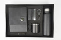 Nexon Metal Flip Diary + Nexon Metal Pen + Classy Leather Metal Keychain + Classy Metal Card Holder + Classic Smart Bottle  + Stainless Steel Mug - BLACK