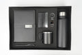 Classy Metal Flip Diary + Classic Metal Pen + Classy Leather Metal Keychain + Classy Card Holder + Classic Smart Bottle  + Stainless Steel Mug - BLACK