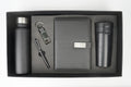 Metal Flip Diary + Classic Metal Pen + Classy Leather Metal Keychain + Classic Smart Bottle  + Stainless Steel Travell Mug - BLACK